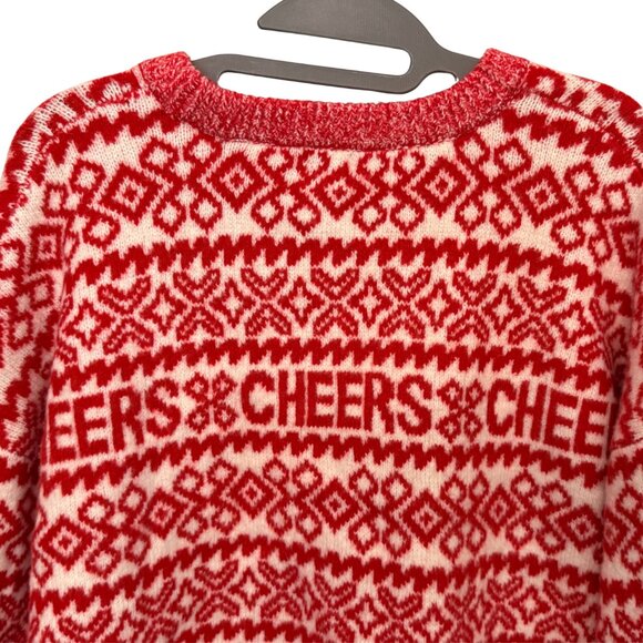A New Day Fair Isle Cheers Red & White Christmas Womans Sweater - Size XXL - Picture 7 of 8